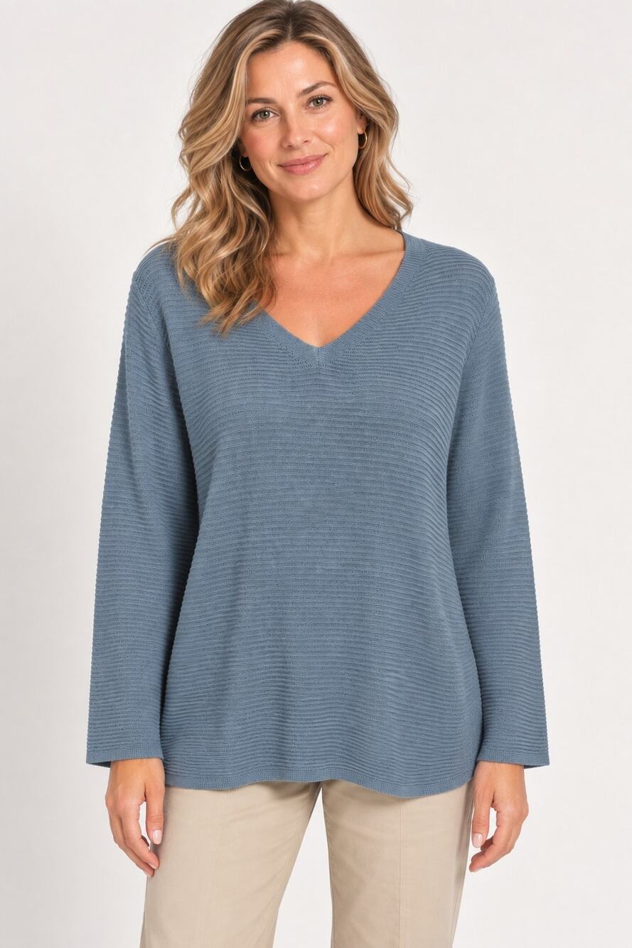 Eileen Fisher Slate Blue Long Sleeve Sweater New Small